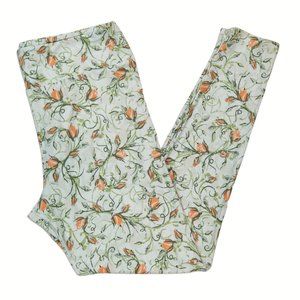 LuLaRoe Light Green Floral Leggings - Tall & Curvy